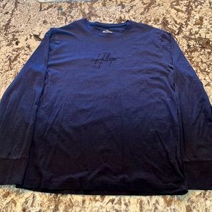dark blue and black Hollister long sleeve shirt